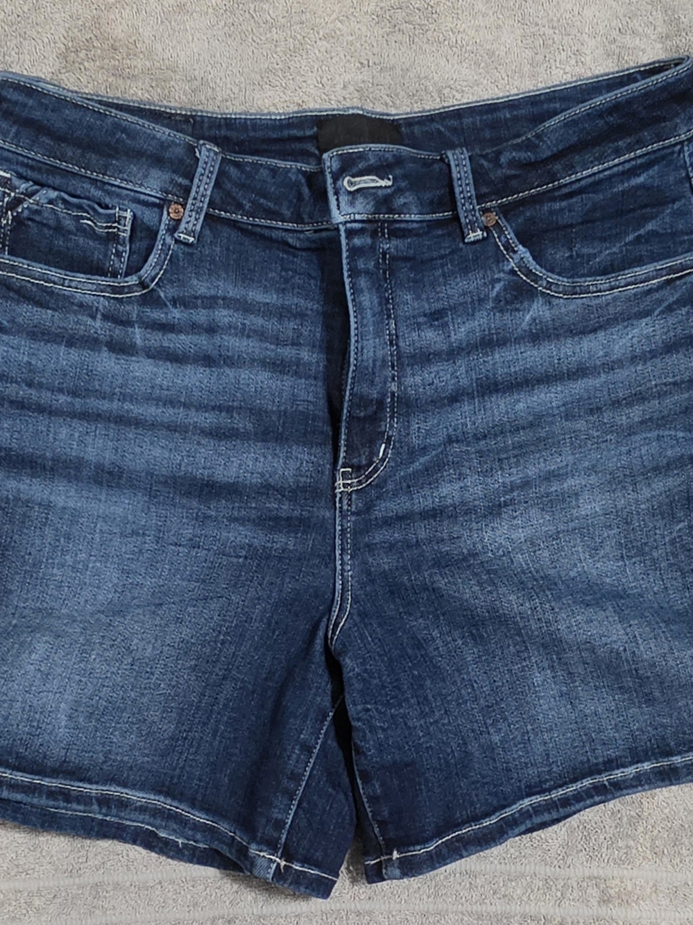 Women’s Dark Blue Denim Jeans Shorts - Buckle Black